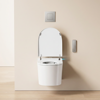 Bidet mural intelligent de luxe allongé avec réservoir encastré, capteur au pied, siphon en P, siège chauffant, pré-brumisation et ouverture/fermeture automatiques