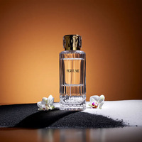 Flacon pulvérisateur en verre cylindrique transparent de luxe pour parfum, 100 ml, vide, ouverture 15 mm, sans couvercle, sérigraphie