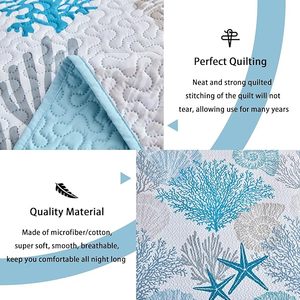 3 mảnh ven biển Quilting bốn mùa đảo ngược Microfibre hải lý Trải Giường Mùa Hè <span class=keywords><strong>Comforter</strong></span> Bộ - Product Image 4