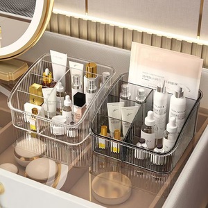 Caja de Almacenamiento de Cosméticos Transparente de Cinco Compartimentos, Organizador de Cuidado de la Piel de Plástico para Escritorio, Soporte para Brochas de Maquillaje, Cajón de Almacenamiento - Product Image 1