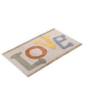 Tapis de bain en coton de style américain à motif floral écologique ITHL, séchage rapide, toile de coton avec support en latex, fabriqué à la machine, vente en gros - Product Image 1