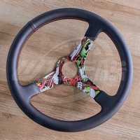 WZSEAHI Volant de course de course universel personnalisé en cuir noir style RALLY DRIFT 350mm