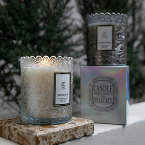 <span class=keywords><strong>Bougie</strong></span> parfumée en verre gaufré avec dentelle, best-seller transfrontalier, en cire de soja, pour l'aromathérapie, la relaxation, la décoration intérieure et comme cadeau de l'Aïd - Product Image 4