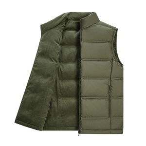 Custom <b>Men's</b> Stand Collar Puffer <b>Vest</b> Solid Color Zipper Front Windproof Casual Outerwear 100% Polyester Autumn Wear - Product Image 4