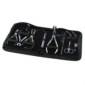 Top tendance Kit d'outils d'extension de cheveux arc-en-ciel couleur tresse outil boucle perles pince sertie tirant crochet pressant pince doigt peigne - Product Image 1