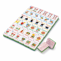 Jeu de Mahjong Américain U.fun de 160 Pièces, Portable, Tuiles Acryliques Marbrées Roses, Illustrations de Chats et de Vie Quotidienne, Mahjong Moderne