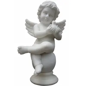 Patung Seni Patung Patung Malaikat Kecil, Patung Seni Batu, Patung Patung Malaikat Kecil, Patung Marmer Putih, Batu Malaikat Kustom untuk Taman