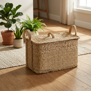 Jute Handmade Natural Eco-Friendly Woven Circle Storage <b>Basket</b> <b>Handles</b> Customizable Size Logo Multi-Purpose Clothing Organizer - Product Image 6