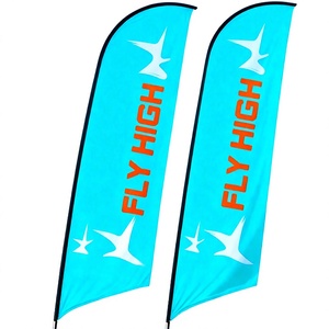 Drapeau publicitaire extérieur personnalisé avec piquet de sol, bannière en polyester et mât en aluminium - Product Image 2