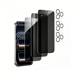 Paquete de 3 Protectores de Lente de Cámara y Privacidad de Vidrio Templado con Dureza 9H para 15 Pro Max (iP-15 Pro Max) - Product Image 1