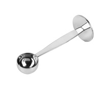 Cuillère à espresso 2 en 1 à double usage, cuillère à café en acier inoxydable avec tamper, mesure et tamponnage de 15 ml pour grains de café