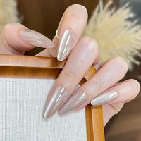 Faux ongles préfabriqués style Ins, effet œil de chat, haut de gamme, pour un look 'French Hot Girl', vente en gros, export