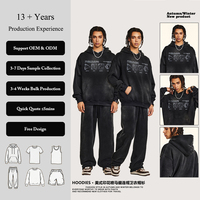Sweat à capuche homme Acid Monkey, délavé effet antique, impression numérique personnalisée, tendance, coupe ample, épaules tombantes, épais et oversize