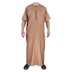 2024 Muslim desain sederhana gaya Maroko Kanduras setengah lengan Jalabiya