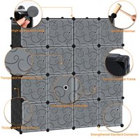 Organisateur de rangement modulaire en cubes, armoire en plastique détachable avec porte, étagère multi-compartiments pour économiser de l'espace, pour la maison, le placard, la chambre