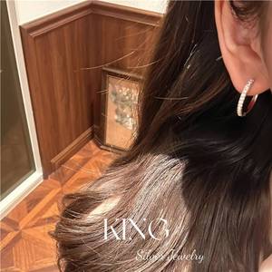 KING Silver Hoop Earrings S925 Full Diamond Channel Setting Everyday Wear - Product Image 4