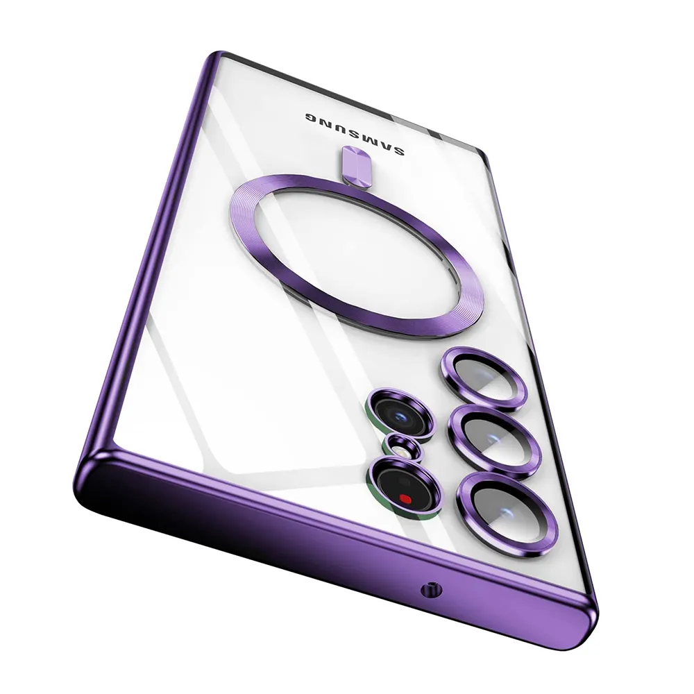 wholesale Transparent Protective Lens Film cover magsafe tpu soft electroplating magnetic case for Samsung S23 s22 ultra