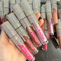 Vente en gros de gloss à lèvres de luxe DIY, tubes diamantés, rouge à lèvres liquide hautement pigmenté, brillant et scintillant, gloss à lèvres végétalien
