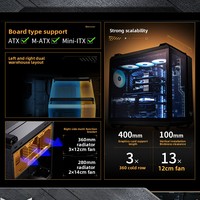 GT502 Bibliothèque de munitions ATX Full Tower Case avec ventilateur Stock Open Sea View Room Side Transparent Game Host DIY Republic of Gamers