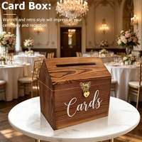 Boîte à cartes de mariage en bois brûlé verrouillable avec serrure en forme de cœur, boîte de rangement pour enveloppes pour la décoration de la fête de mariage