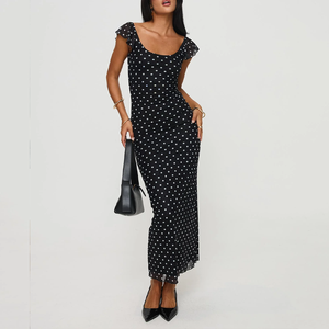 Robe moulante à manches bouffantes noire <span class=keywords><strong>et</strong></span> blanche pour femmes, <span class=keywords><strong>tenue</strong></span> de soirée élégante rétro - Product Image 2