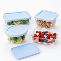 Boîte à lunch rectangulaire en verre borosilicate de 820 ml, sans BPA, résistante à la chaleur, pour nouveau-né, avec couvercle, compatible four, conteneur bento, fournie par l'usine