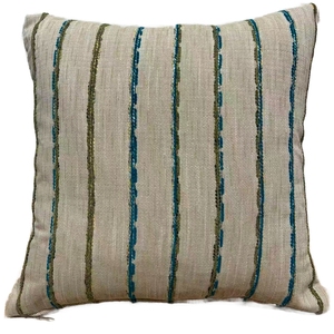 Funda de Cojín Boho Chic a Rayas, Hecha a Mano, Texturizada, para Decoración del Hogar de Estilo Rústico, Costero y Moderno - Product Image 1