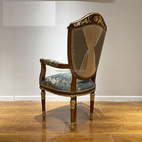 Fauteuil de luxe en bois massif français, sculpté double face, de style classique italien et européen, pour salon, villa, hôtel, mariage