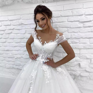 White Ball Gown Wedding Dress Sweetheart Neckline Tulle Backless Natural Waistline JM325 - Product Image 2