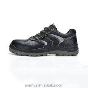 Black SecondLayer Leather Safety Shoes T502 SB+I Plastic Head Sandwich Lining High Elastic Sponge Insole Shoes