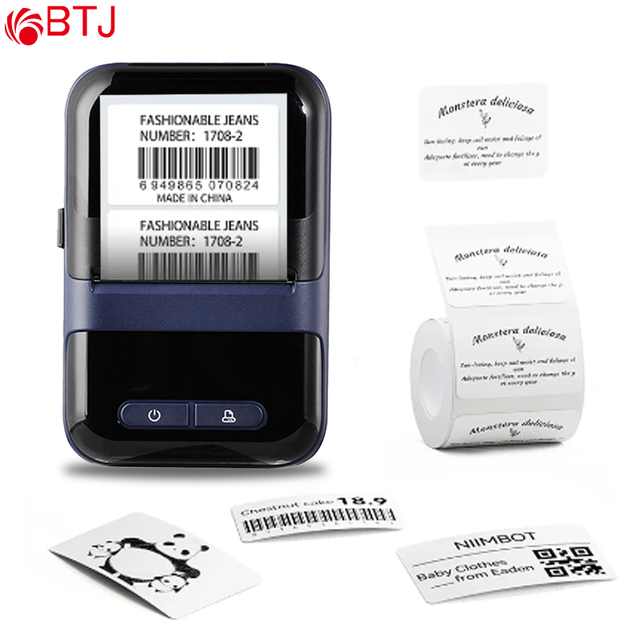 300DPI 58mm Mini Portable Thermal Label Printer Portable Thermal Label Printer) USB BT Connection Support IOS/Android/Windows