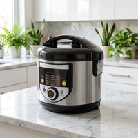 GB-MCS16R 5L Cuiseur à riz multifonction 860W avec commande par bouton rotatif, cuve de cuisson en acier inoxydable pour la cuisson en vrac