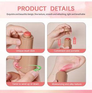 2024新しい3in1カスタムロゴチークリップダークスキンゼリーマッドビーガンクルーティフリーミニブラッシャースティックグローサテンクリームブラッシュ - Product Image 3