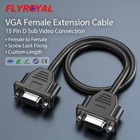 Câble d'extension VGA femelle-femelle 15 broches D-Sub, faisceau de câblage 30cm 50cm, assemblage de câble VGA femelle OEM avec verrouillage Crew Lock pour moniteur