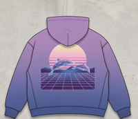 Sudadera con Capucha Personalizada Estilo Vaporwave, 400GSM, para Hombre, Estilo Urbano Americano, Degradado Pastel, Hombros Caídos, Felpa, Fabricación OEM/ODM