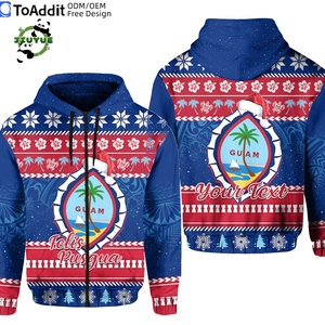 Hombres de peso pesado Guam <span class=keywords><strong>Navidad</strong></span> de alta calidad de gran tamaño Zip up Hoodie logotipo personalizado Full Zip up <span class=keywords><strong>Felis</strong></span> Pasgua Hoodie para hombres - Product Image 5