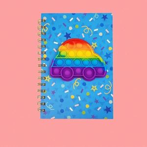 Carnet A5 spirale multicolore mignon motif dessin animé, anti-stress, avec bulles en silicone et spirale métallique, essentiel pour l'école - Product Image 5