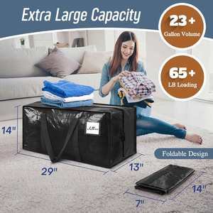 Custom Oversized Clothes Storage Shopping Foldable PP Woven Moving <b>Bags</b> With Reinforced Handles - Product Image 3
