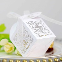 Laser blanc nacré creux 'Thank' croix de mariage suspendue pour boîte à bonbons au chocolat décoration de gâteau remise des diplômes noël