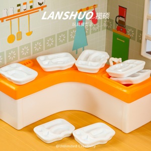 จานอาหารจิ๋วสีขาว Lanshuo ทำจากพลาสติกเรซิ่น อุปกรณ์ตกแต่งครัวบ้านตุ๊กตา สำหรับเด็ก ของเล่นจำลอง ของตกแต่ง - Product Image 3