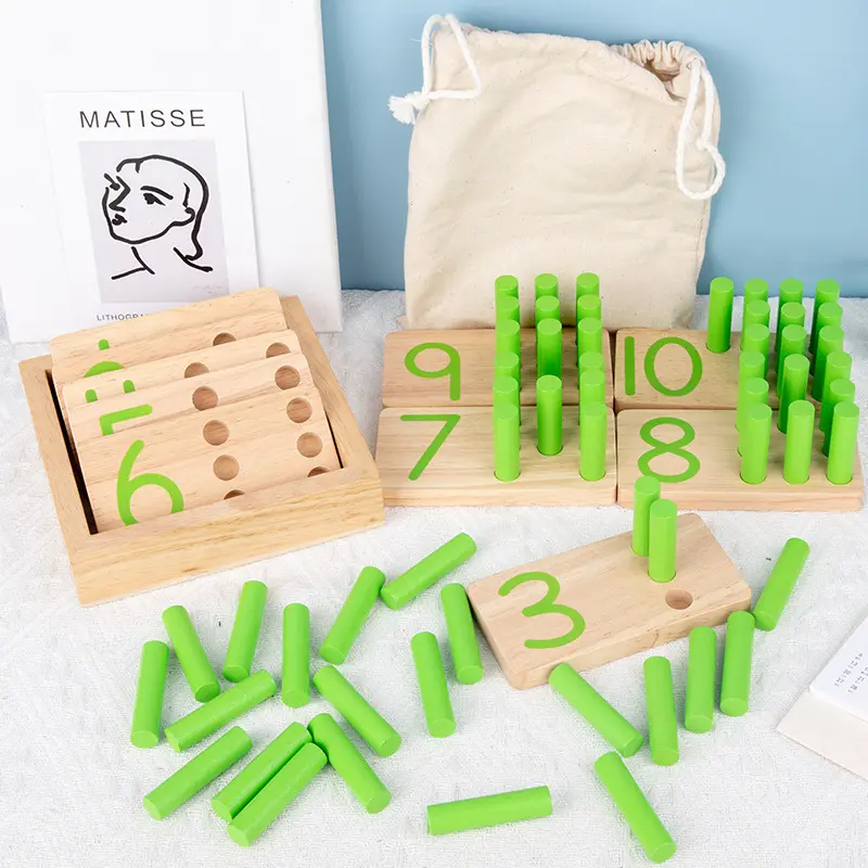 Bambini tavola di legno numero giocattoli per la prima educazione Montessori Math Writing Board Blocks pioli Score Stick Toys Count For Learning