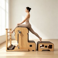 Baril d'escalier Pilates portable combiné en érable avec boîte assortie, cadre d'escalier 35 mm, équipement commercial pour studio et rééducation corporelle