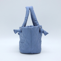 Tas Tote Quilted OEM, Tas Tangan Quilted Berlogo Kustom dengan Pegangan Simpul, Tas Keranjang Mini Lucu untuk Wanita, Grosir