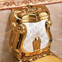 Ensemble WC et Lave-Mains Style Luxe Royal, Salle de Bain Céramique, Or, à Poser, Avec Pied, Deux Pièces