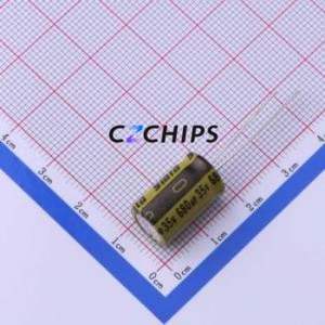 Condensador Electrolítico de Aluminio de Montaje Pasante LKME1601V681MF, D10xL16mm 680uF 20% 35V 2.12A-100kHz - Product Image 1