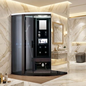 Baignoire-douche design moderne pour adultes, hammam préfabriqué <span class=keywords><strong>avec</strong></span> plateau en acrylique et cadre en aluminium - Product Image 3