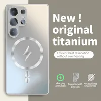 Étui de téléphone magnétique givré avec lentille en verre pour Samsung Galaxy S24 S25 Ultra S23 Plus, compatible avec la charge sans fil, coque de protection