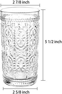 Ensemble de 6 <span class=keywords><strong>verres</strong></span> à <span class=keywords><strong>eau</strong></span> romantiques de <span class=keywords><strong>12</strong></span> oz, <span class=keywords><strong>verres</strong></span> vintage de qualité supérieure pour la bière, les boissons, les rafraîchissements, gobelets à boire de haute qualité - Product Image 6