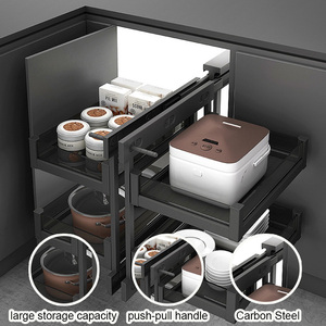 Organisateur de <span class=keywords><strong>garde</strong></span>-<span class=keywords><strong>manger</strong></span> modulaire Accessoires de rangement pour cuisine Panier d'angle Organisateur d'armoire coulissant Panier à vaisselle Tiroirs de cuisine - Product Image 3