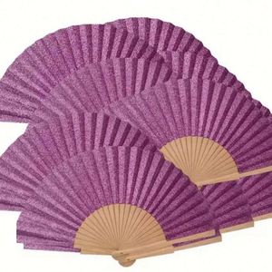 Nouveau style, éventail en bois brillant en polyester et coton, couleur unie, 23 cm, promotion pour fêtes - Product Image 2